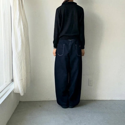 cion  ウールフリルカラーポロニット　ブラック