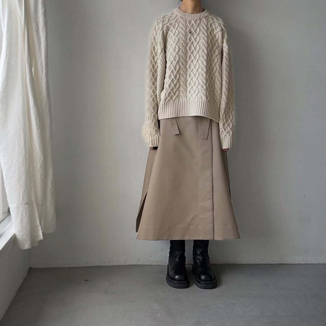 TENNE HANDCRAFTED MODERN ボリュームスリーブアランニットプルオーバー