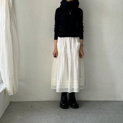 MAGALI コットンシルクピンタックスカート　ホワイト