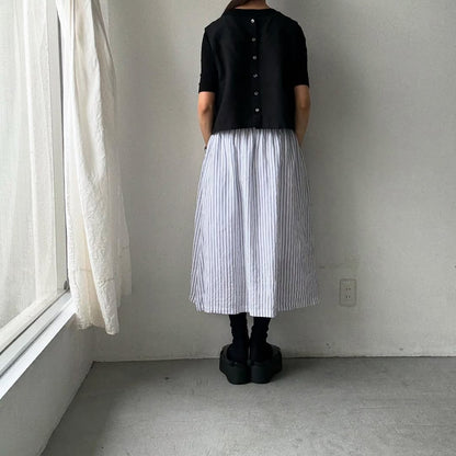 atelier naruse  ストライプリネンギャザースカート