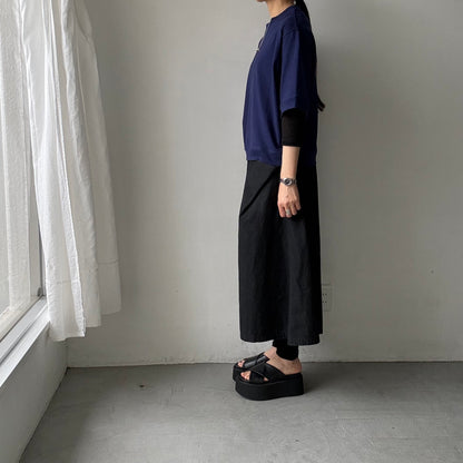 atelier d'antan  Bordet コットンジャージー５分袖プルオーバー　ダークブルー