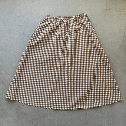 R&D.M.Co 　ギンガムチェックストリングゴムスカート　ブラウン