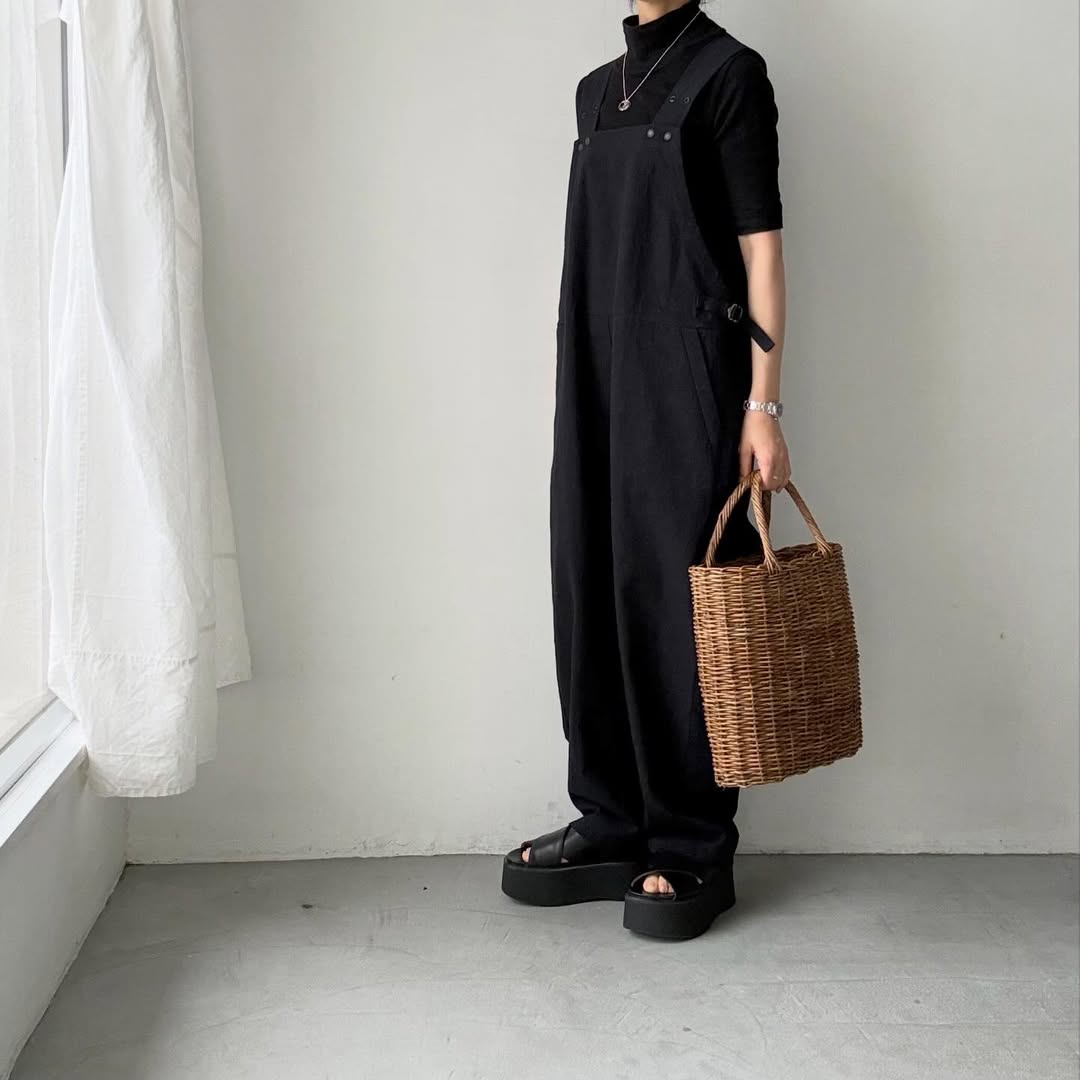 atelier naruse コットンリネンスラブオーバーオール