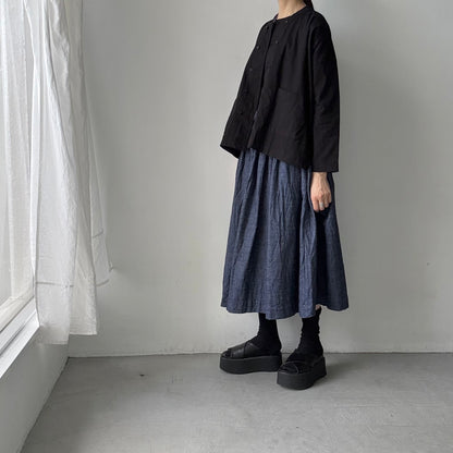 jujudhau デッドストックコットンダブルボタンシャツ　ブラック