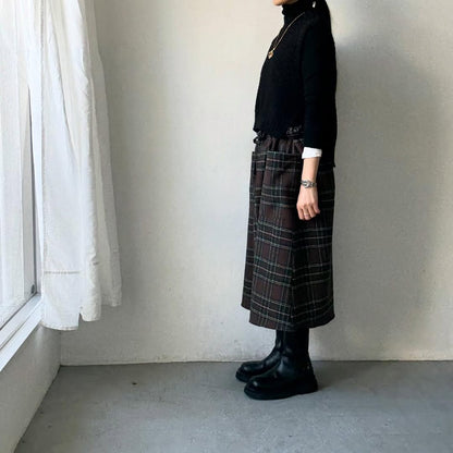 R&D.M.Co ウールタータンチェックストリングスカート