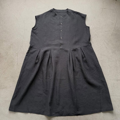 Linenya  リネンフレンチスリーブワンピース　チャコール