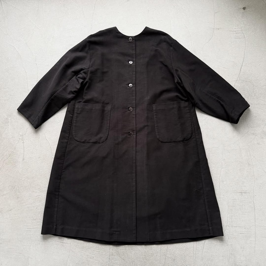 atelier d'antan Mauryノーカラーコットンコート