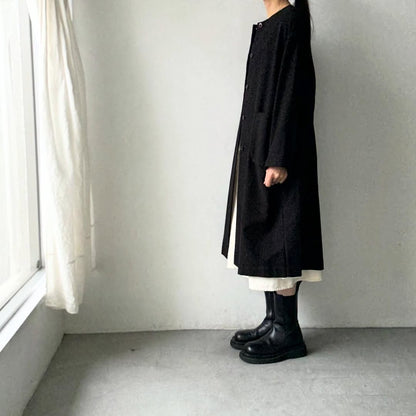 atelier d'antan Mauryノーカラーコットンコート