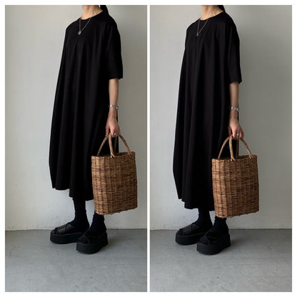 atelier naruse  コットンカットソーコクーンワンピース　ブラック