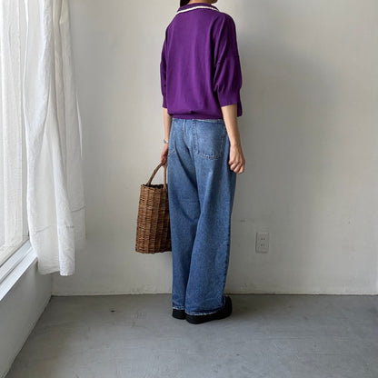 atelier naruse  コットンクロシェカラーニット　パープル