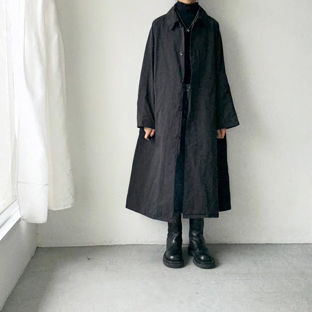 R&D.M.Co ガーメントダイステンカラーコート　ブラック