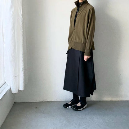 homspun ソフトコットンジップアップカーディガン　カーキ