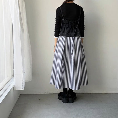 ayanoguchiaya　ストライプタックワイドスカート(blanc別注)