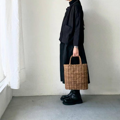 jujudhau デッドストックコットンダブルボタンシャツ　ブラック