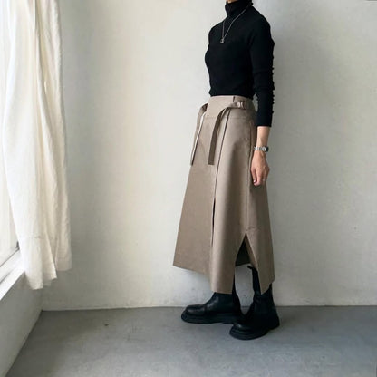 TENNE HANDCRAFTED MODERN ラップスカート　カーキ