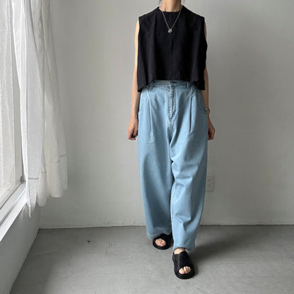 atelier naruse  コットンデニムワイドタックパンツ　size 1