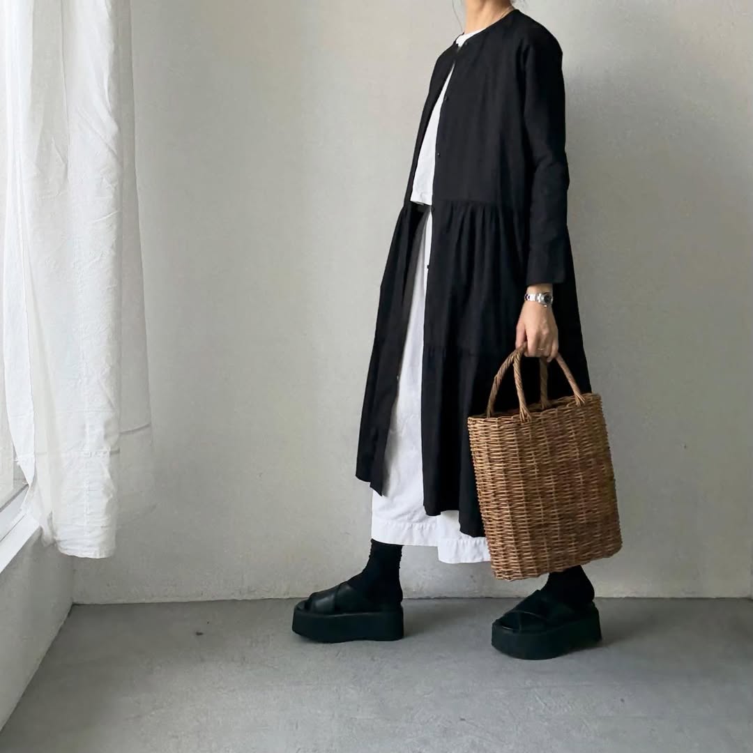 jujudhau デッドストックコットンティアードドレス　ブラック