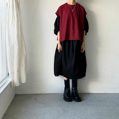 Linenya  ウール混ベスト　レッド