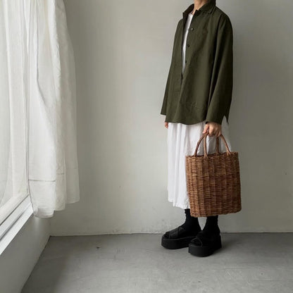 homspun  リップストップシャツジャケット　オリーブ