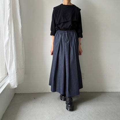 Linenya  デニムタックスカート　90センチ丈
