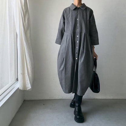 ayanoguchiaya　ダブルフロントコートワンピース　グレー