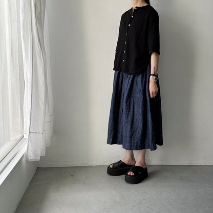 jujudhau デッドストックデニムギャザースカート