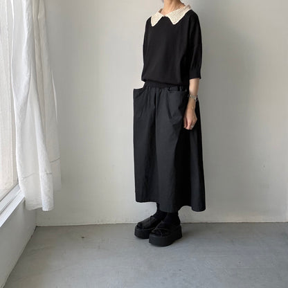 atelier naruse  コットンクロシェカラーニット　ブラック