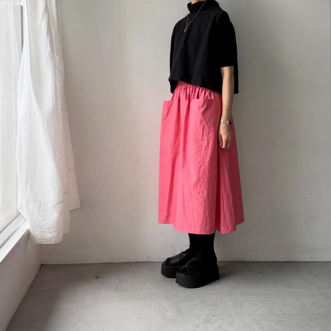 atelier naruse  ダウンプルーフコットンカットインポケットスカート　ローズピンク