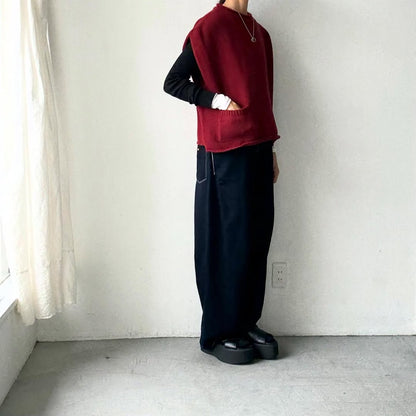 atelier d'antan Rude ウールニットベスト　ダークレッド