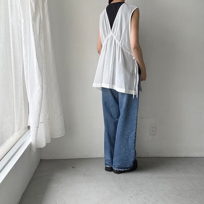 TENNE HANDCRAFTED MODERN オーガンジー2wayショートドレス　ホワイト