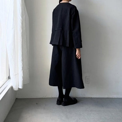 MAGALI ハイカウントコットンリネングレースドレス　ブラック