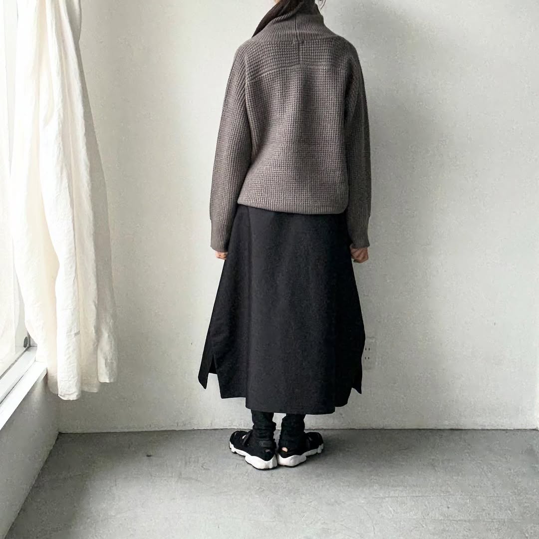 homspun メリノウールワッフル編みプルオーバー　グレー