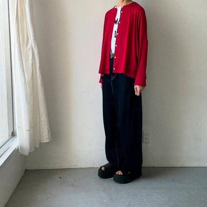 Linenya  プライムクールコットン長袖カーディガン　レッド