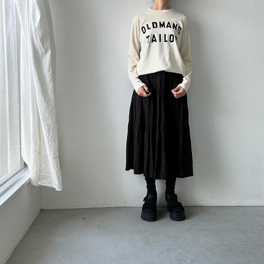OLDMANS TAILOR OMTフロッキープリントロゴ長袖Tシャツ