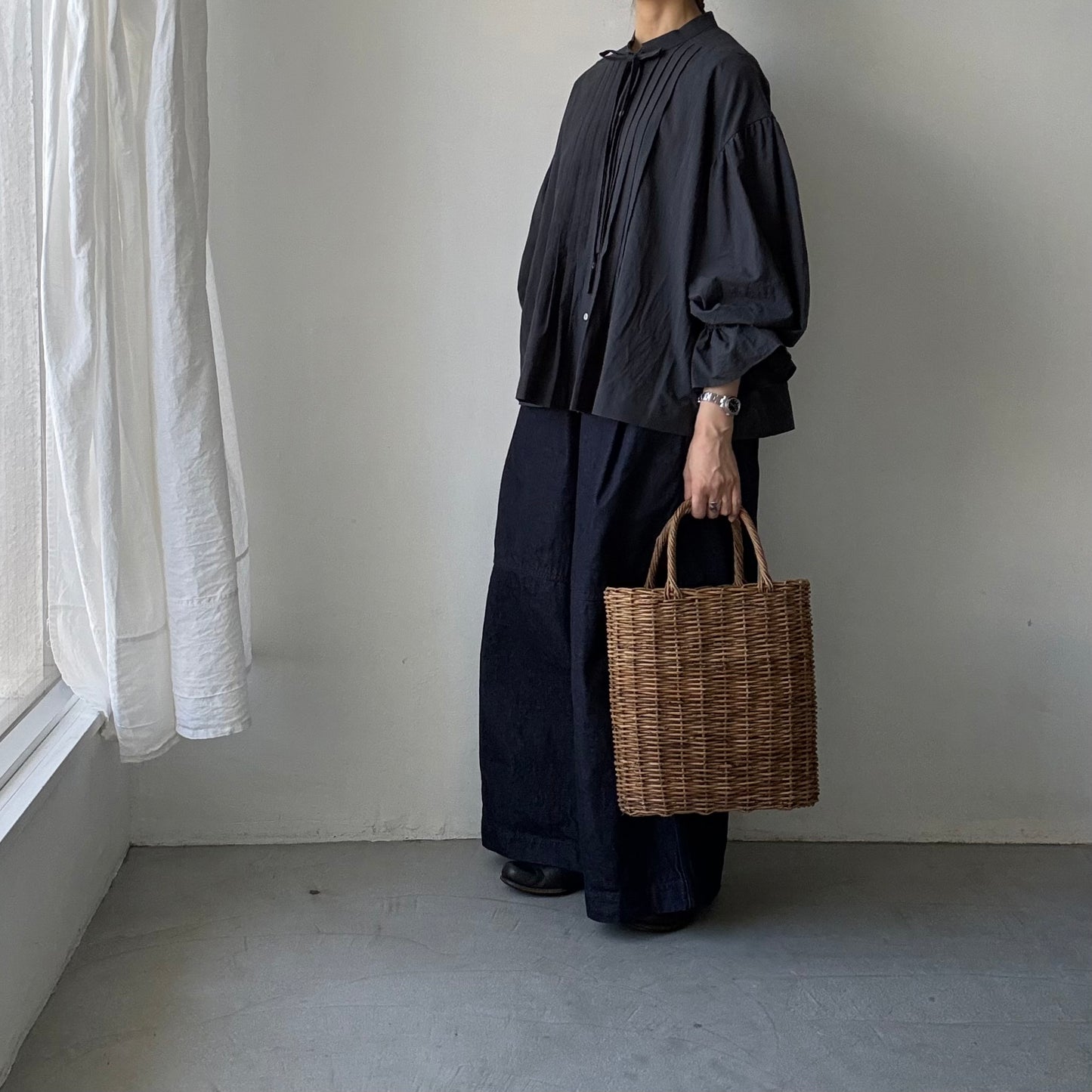 MAGALI  天日干しコットンボウタイブラウス