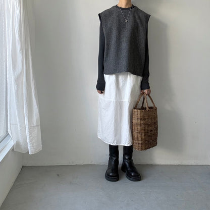 atelier naruse ブリティッシュウールツイードバックボタンリブベスト