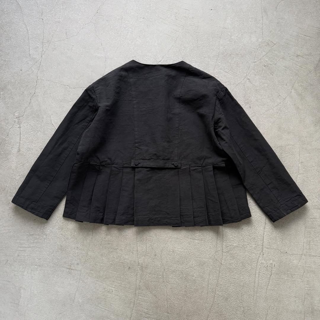 MAGALI ハイカウントコットンリネンダブルボタンジャケット　ブラック