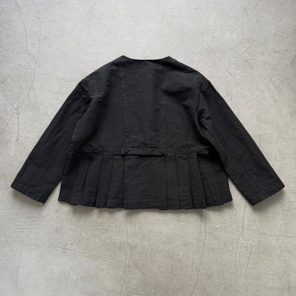 MAGALI ハイカウントコットンリネンダブルボタンジャケット　ブラック