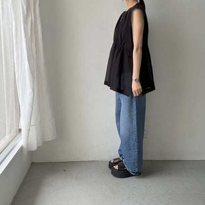 TENNE HANDCRAFTED MODERN オーガンジー2wayショートドレス　ブラック