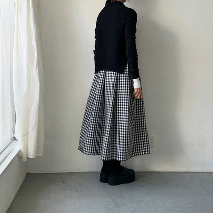 ayanoguchiaya　ギンガムチェックタックワイドスカート(blanc別注)