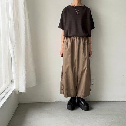 homspun  天竺ボーダー半袖プルオーバー　グリーン×ブラウン