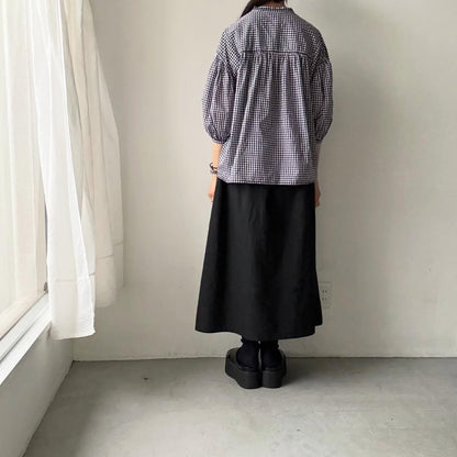 homspun  ギンガムパフスリーブブラウス