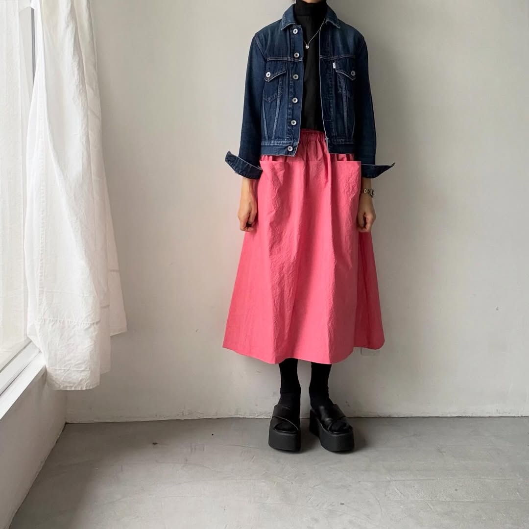 atelier naruse  ダウンプルーフコットンカットインポケットスカート　ローズピンク