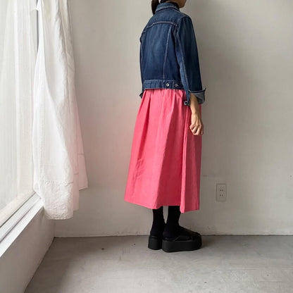 atelier naruse  ダウンプルーフコットンカットインポケットスカート　ローズピンク