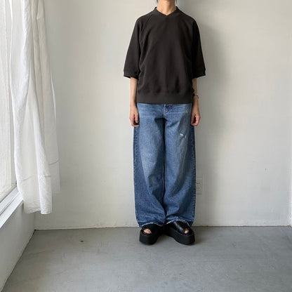 atelier naruse  コットン半袖スウェットシャツ　スミクロ