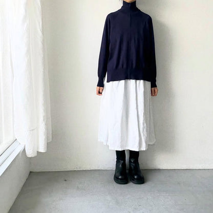 homspun ソフトコットンジップアップカーディガン　ネイビー