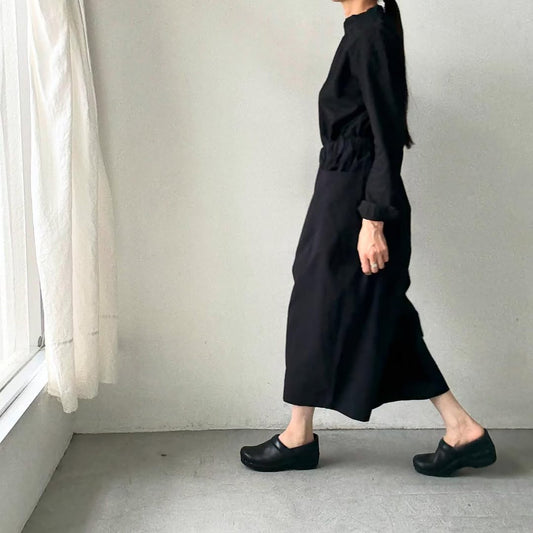 atelier d'antan Perriereコットンワイドパンツ　ブラック