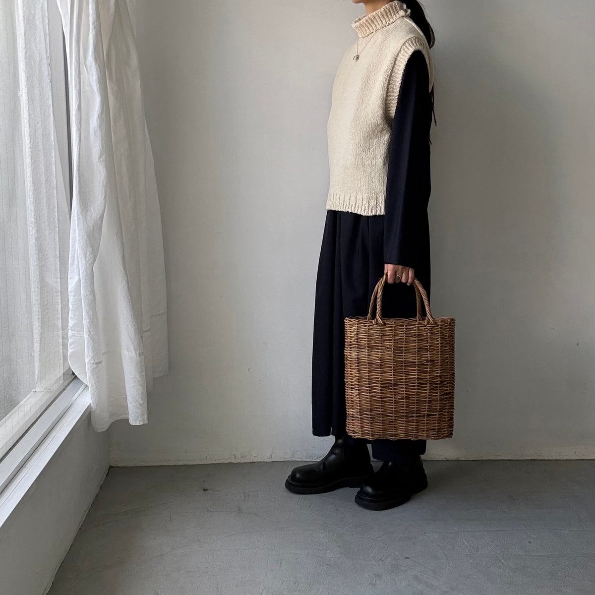 homspun  ネップヤーンタートルベスト　オフ