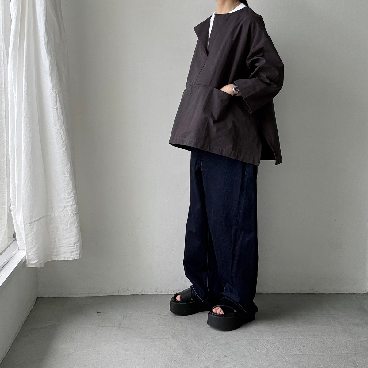 atelier d'antan Bouvetコットンプルオーバー　  ダークグレー
