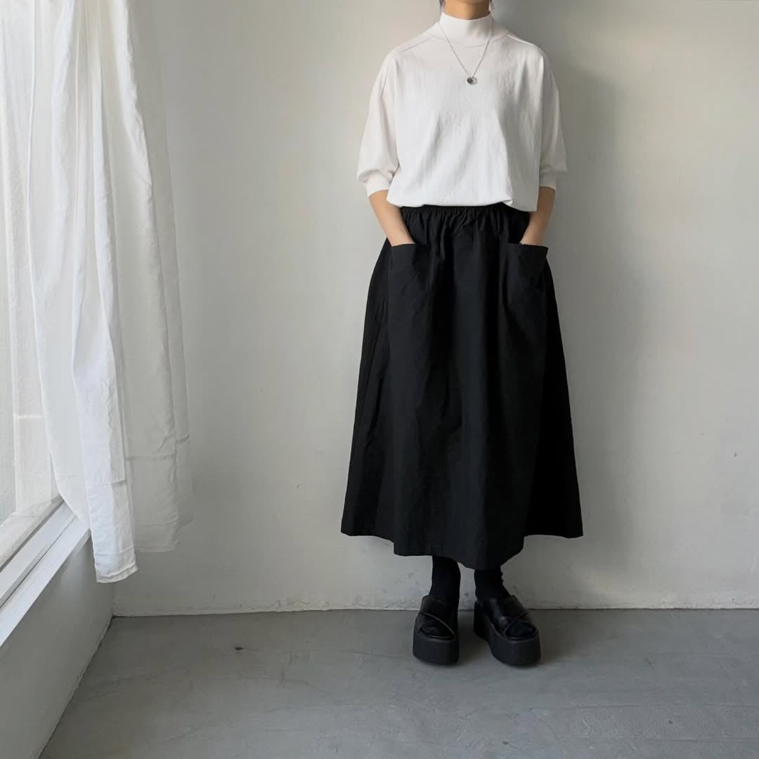 🟡木曜入荷分予約受付中🟡as it is   モックネックコットン5分袖ニット　ホワイト